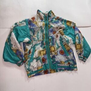 Mureli Jacket Womens Medium Multicolor Silk Nautical Windbreaker Full Zip
